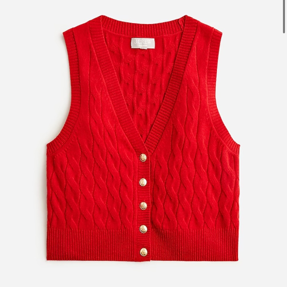 J. Crew Red Cropped Cashmere Sweater Vest